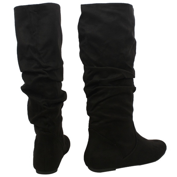 Restock!!! Black Faux Suede Slouchy Knee High Boot - Picture 5 of 8